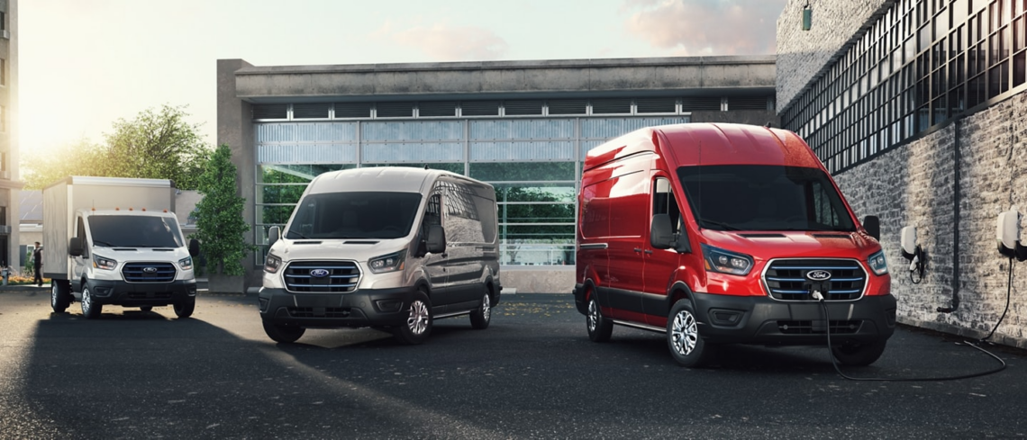 Three differently customized Ford Transit vans