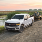The Ford F-150 Hybrid towing a boat
