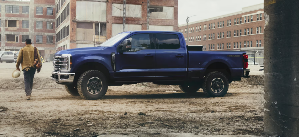 A 2026 Ford Super Duty parked at a worksite
